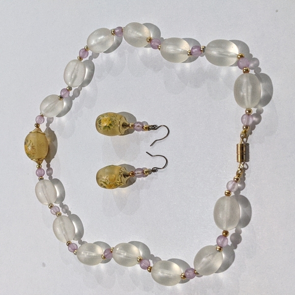 Vintage Beaded Necklace and Earring Set - Picture 7 of 7